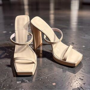 Jeffrey Campbell Patent Leather Gray Hustler Platform Heels